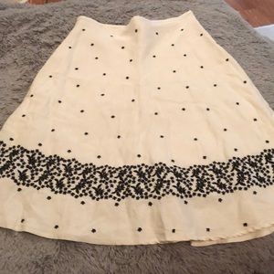 White and Black Linen Embroidered Skirt